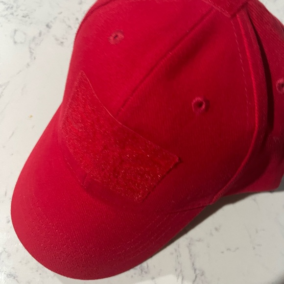 Solid red cap with velcro on front and rear for patches and name tags - Picture 3 of 4
